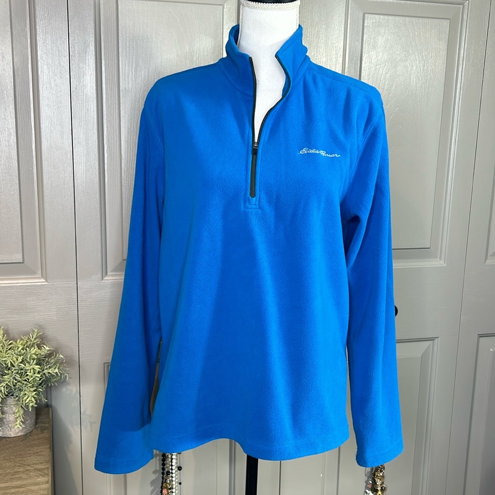 Eddie Bauer Blue Fleece 1/4 Zip Pullover Jacket Men’s Size Small